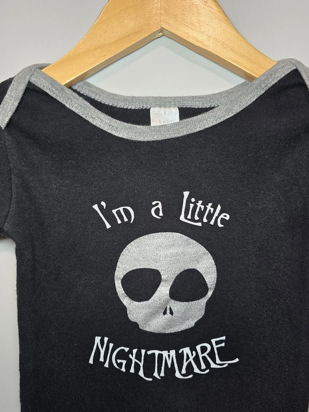 Gap I'm a Little Nightmare Black & Gray Baby  One-Piece Bodysuit Halloween Fall